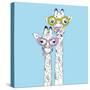 Illustration of Giraffes in Funky Glasses-Olga_Angelloz-Stretched Canvas