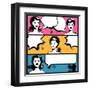 Illustration of Girl in Style Pop Art-incomible-Framed Art Print