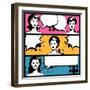 Illustration of Girl in Style Pop Art-incomible-Framed Art Print