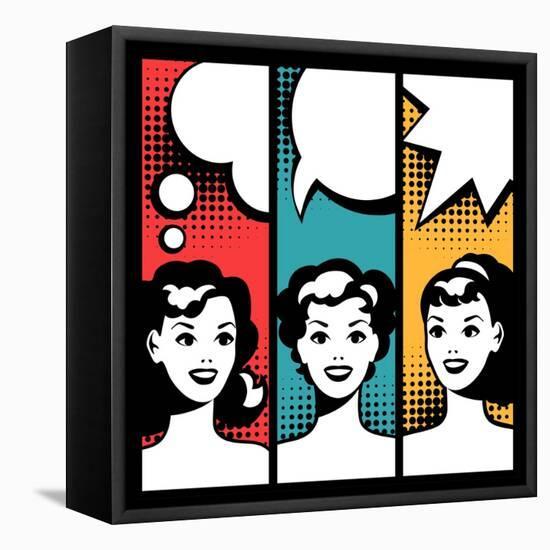 Illustration of Girl in Style Pop Art-incomible-Framed Stretched Canvas