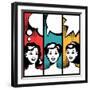 Illustration of Girl in Style Pop Art-incomible-Framed Art Print