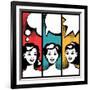 Illustration of Girl in Style Pop Art-incomible-Framed Art Print