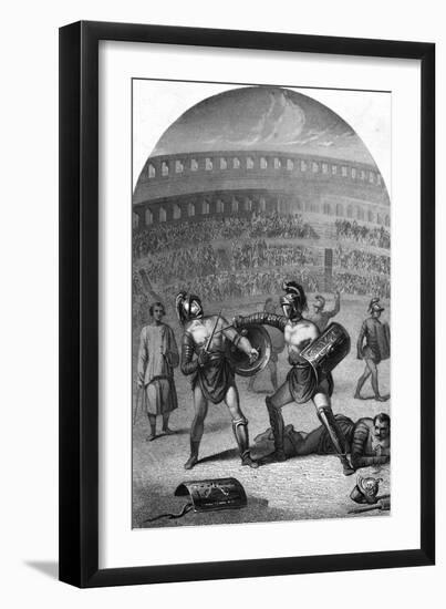 Illustration of Gladiators Fighting in a Roman Arena-null-Framed Giclee Print