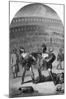 Illustration of Gladiators Fighting in a Roman Arena-null-Mounted Giclee Print