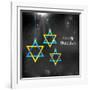 Illustration of Happy Hanukkah Background with Hanging Star of David-vectomart-Framed Art Print