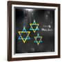 Illustration of Happy Hanukkah Background with Hanging Star of David-vectomart-Framed Art Print