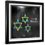 Illustration of Happy Hanukkah Background with Hanging Star of David-vectomart-Framed Art Print