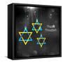 Illustration of Happy Hanukkah Background with Hanging Star of David-vectomart-Framed Stretched Canvas