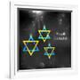 Illustration of Happy Hanukkah Background with Hanging Star of David-vectomart-Framed Art Print