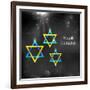 Illustration of Happy Hanukkah Background with Hanging Star of David-vectomart-Framed Art Print