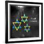 Illustration of Happy Hanukkah Background with Hanging Star of David-vectomart-Framed Art Print