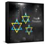 Illustration of Happy Hanukkah Background with Hanging Star of David-vectomart-Framed Stretched Canvas