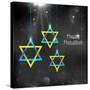Illustration of Happy Hanukkah Background with Hanging Star of David-vectomart-Stretched Canvas