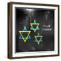 Illustration of Happy Hanukkah Background with Hanging Star of David-vectomart-Framed Art Print