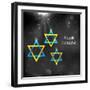 Illustration of Happy Hanukkah Background with Hanging Star of David-vectomart-Framed Art Print