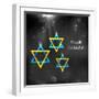 Illustration of Happy Hanukkah Background with Hanging Star of David-vectomart-Framed Art Print