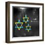 Illustration of Happy Hanukkah Background with Hanging Star of David-vectomart-Framed Art Print