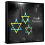 Illustration of Happy Hanukkah Background with Hanging Star of David-vectomart-Framed Stretched Canvas