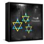 Illustration of Happy Hanukkah Background with Hanging Star of David-vectomart-Framed Stretched Canvas