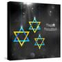 Illustration of Happy Hanukkah Background with Hanging Star of David-vectomart-Stretched Canvas