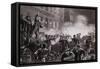 Illustration of Haymarket Riot in Chicago by T. De Thulstrup-null-Framed Stretched Canvas