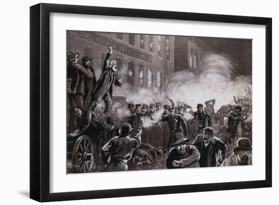 Illustration of Haymarket Riot in Chicago by T. De Thulstrup-null-Framed Giclee Print