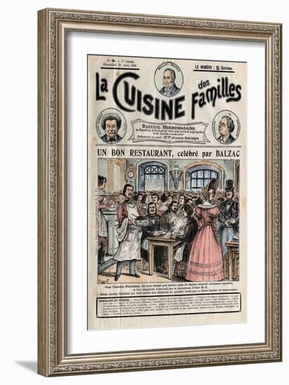 Illustration of Honore De Balzac Dining at Flicoteaux-Stefano Bianchetti-Framed Giclee Print