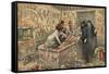 Illustration of Howard Carter and Lord Carnarvon in the Tomb of Tutankhamun-Stefano Bianchetti-Framed Stretched Canvas