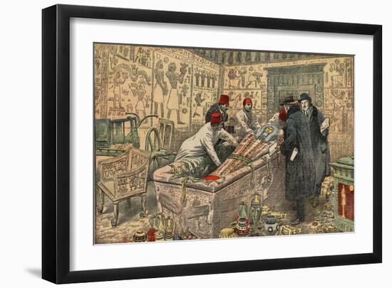 Illustration of Howard Carter and Lord Carnarvon in the Tomb of Tutankhamun-Stefano Bianchetti-Framed Giclee Print
