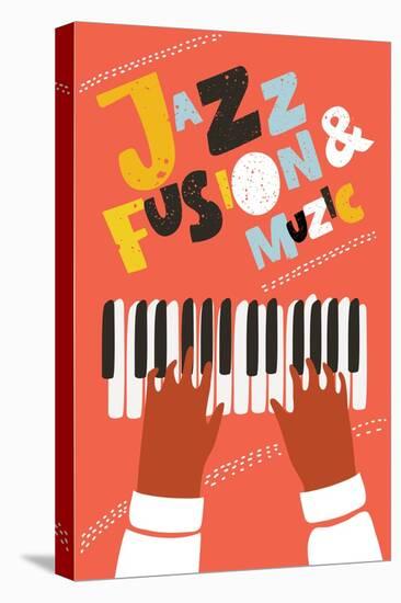 Illustration of Human Hands Playing on Piano - Jazz-cosmaa-Stretched Canvas