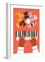 Illustration of Human Hands Playing on Piano - Jazz-cosmaa-Framed Art Print