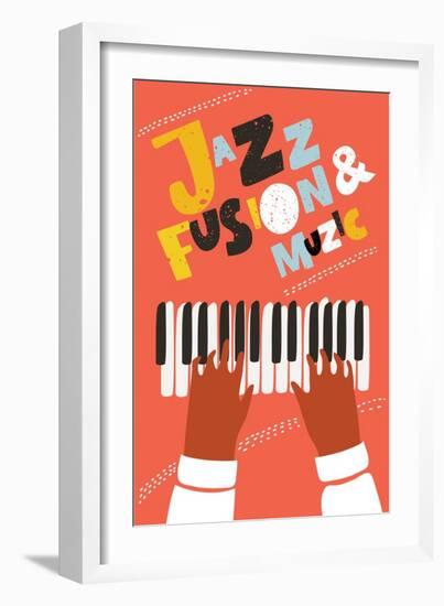 Illustration of Human Hands Playing on Piano - Jazz-cosmaa-Framed Art Print