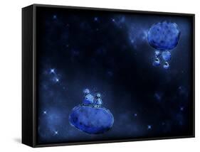 Illustration of Humans and Aliens in Outer Space-null-Framed Stretched Canvas