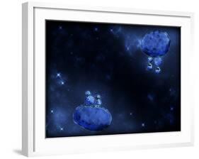 Illustration of Humans and Aliens in Outer Space-null-Framed Photographic Print