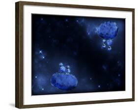 Illustration of Humans and Aliens in Outer Space-null-Framed Photographic Print