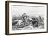 Illustration of Hunter Shooting Buffalo-null-Framed Giclee Print