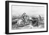 Illustration of Hunter Shooting Buffalo-null-Framed Giclee Print