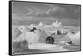 Illustration of Inuits Building an Igloo-Edward Finden-Framed Stretched Canvas