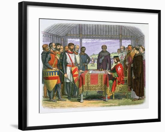 Illustration of King John signing the Magna Carta, 19th century-James William Edmund Doyle-Framed Giclee Print