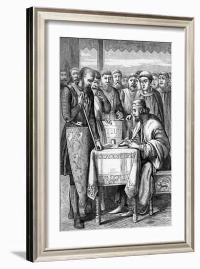 Illustration of King John Signing the Magna Carta-null-Framed Giclee Print