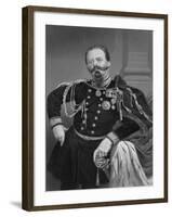 Illustration of King Victor Emmanuel II Poised in Uniform-null-Framed Giclee Print