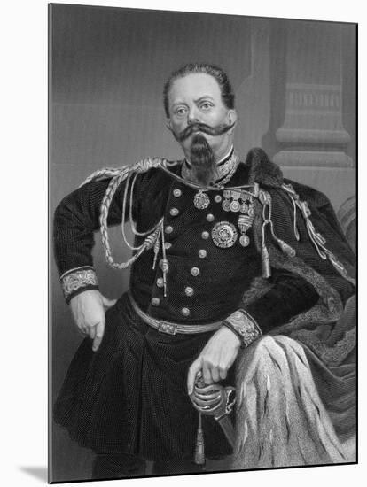 Illustration of King Victor Emmanuel II Poised in Uniform-null-Mounted Giclee Print