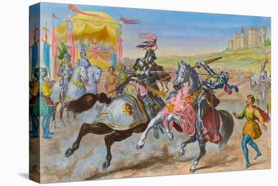 Illustration of Knights Jousting-null-Stretched Canvas