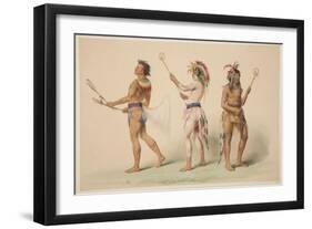 Illustration of Lacrosse Players, from 'Illustrations of the Manners, Customs & Conditions of the N-George Catlin-Framed Giclee Print