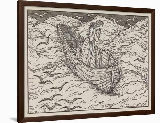 Illustration of lady in a boat-Edward Burne-Jones-Framed Art Print