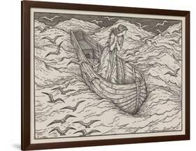 Illustration of lady in a boat-Edward Burne-Jones-Framed Art Print