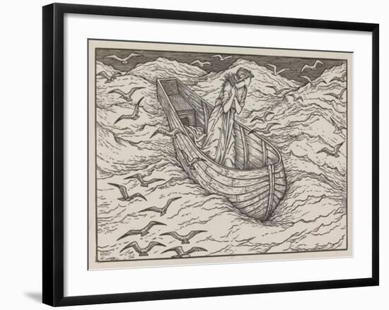 Illustration of lady in a boat-Edward Burne-Jones-Framed Art Print