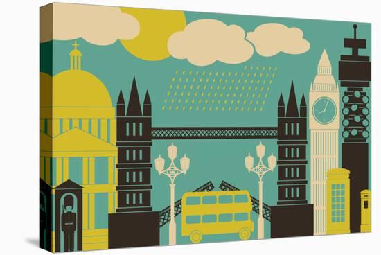 Illustration of London Symbols and Landmarks.-Iveta Angelova-Stretched Canvas