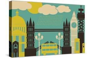 Illustration of London Symbols and Landmarks.-Iveta Angelova-Stretched Canvas