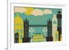 Illustration of London Symbols and Landmarks.-Iveta Angelova-Framed Art Print